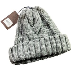 Modena New York Cable Knit Cuffed Beanie Hat Gray Women's One Size NWT